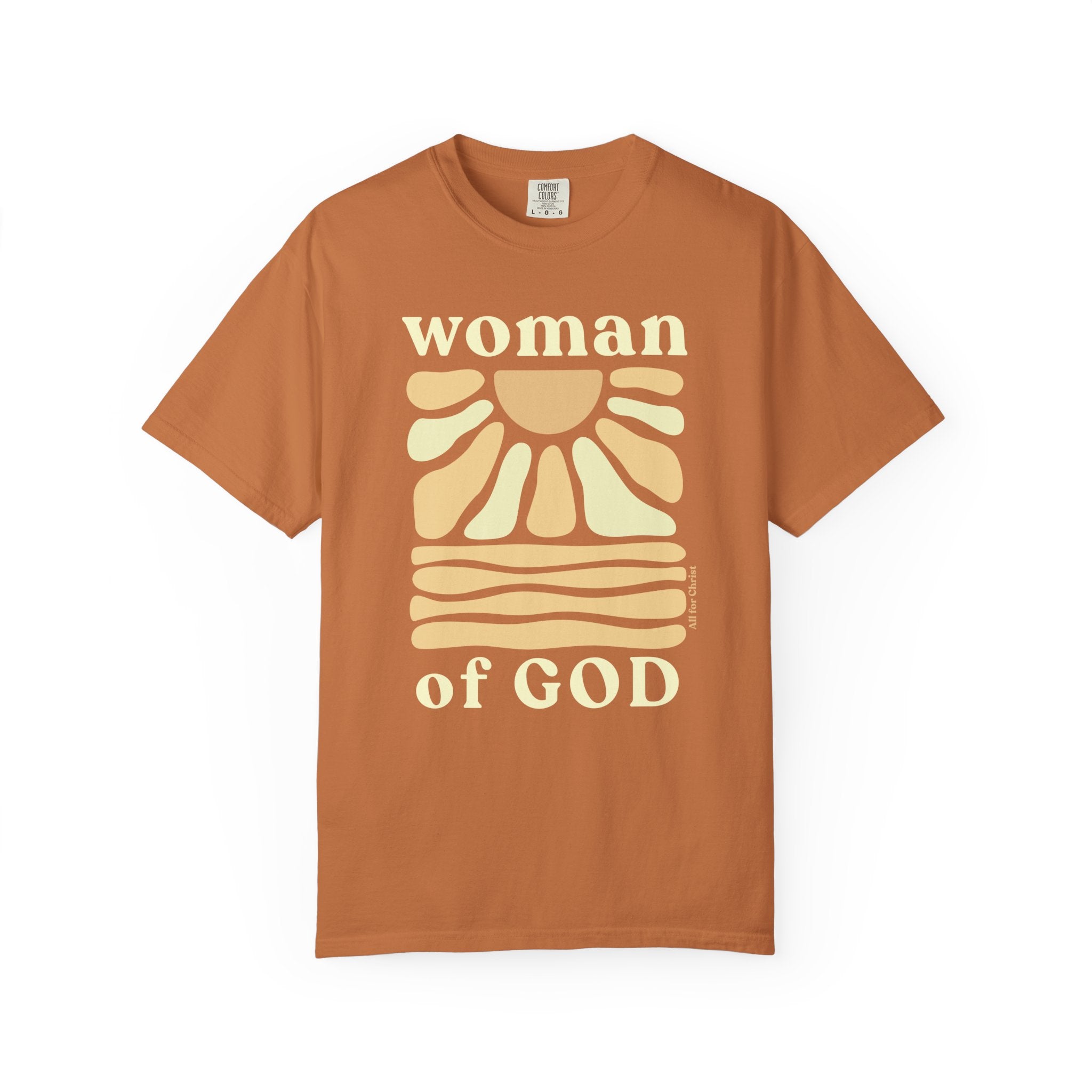 Woman of God T‑Shirt — Vintage Sun Faith Tee for Christian Women