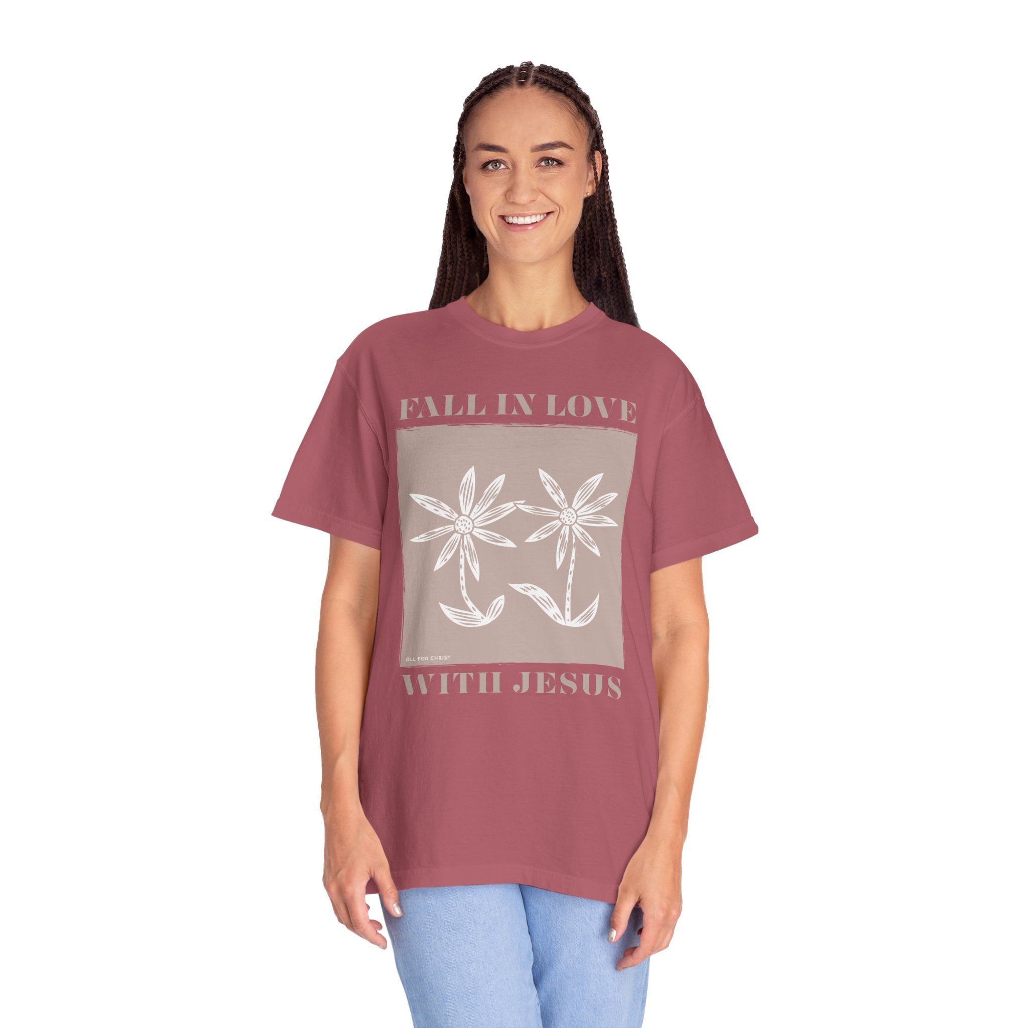 Faith Floral T‑Shirt — "Fall in Love with Jesus" Graphic Tee