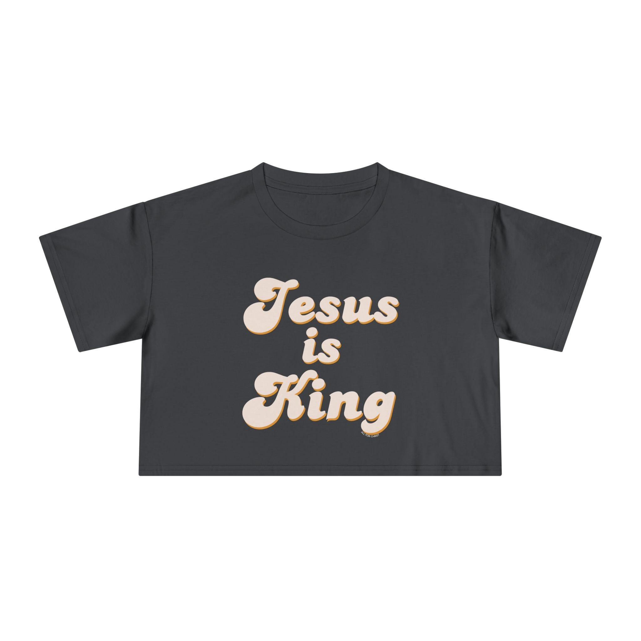 Jesus Is King Women's Crop Tee — Pastel Retro Christian Faith Top