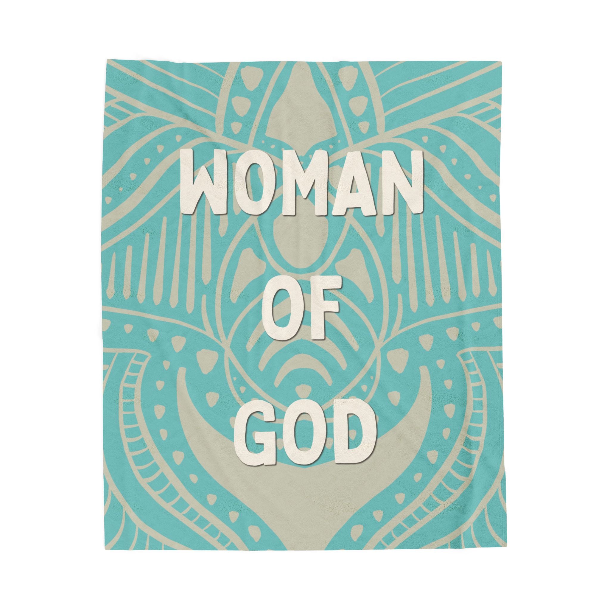 "Woman of God"  — Teal Floral Sacred-Velveteen Blanket