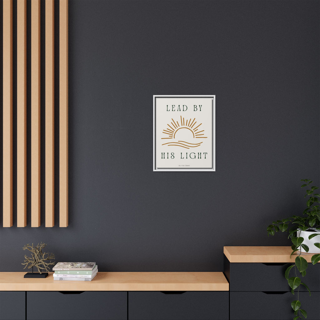 Framed Canvas Wall Art – "Lead by His Light" Sunburst Christian Print