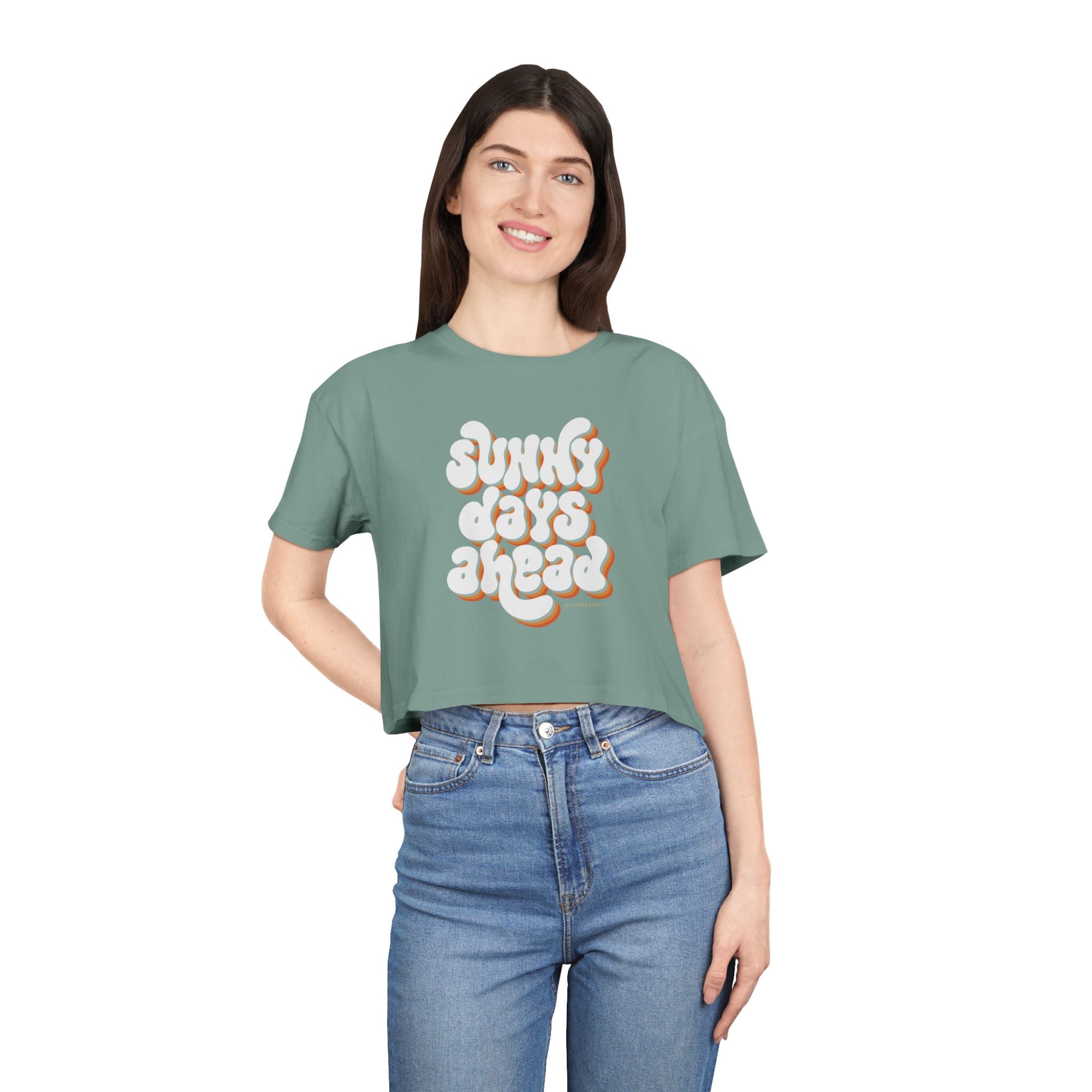 Sunny Days Ahead Crop Tee – Retro Puffy Lettering Summer Women's Top