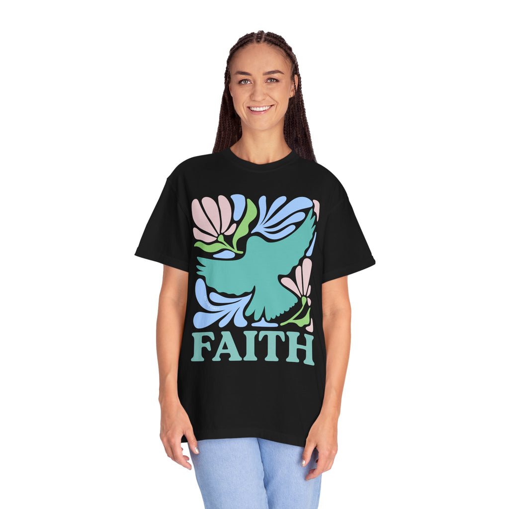 Faith Dove T‑Shirt — Pastel Floral Inspirational Tee