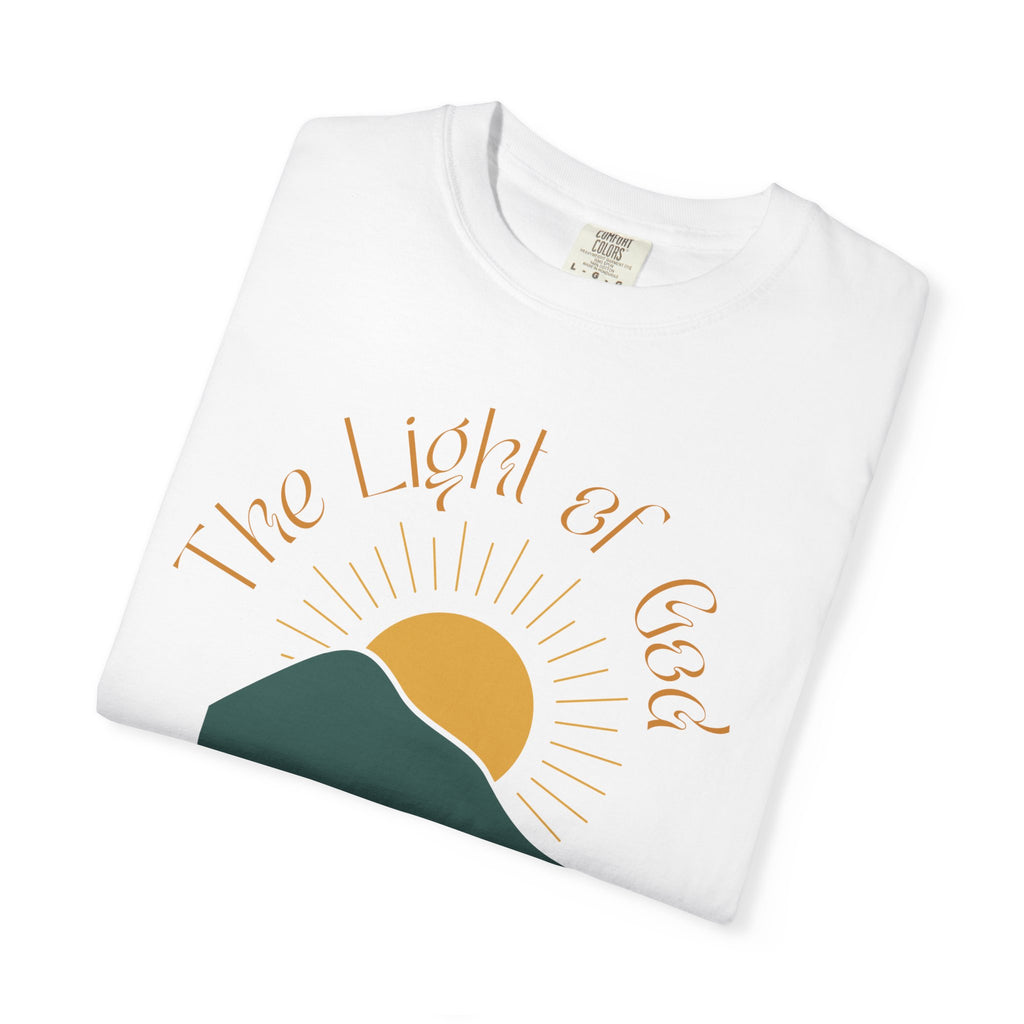 The Light of God T-Shirt — Spiritual Mountain Sunset Graphic Tee