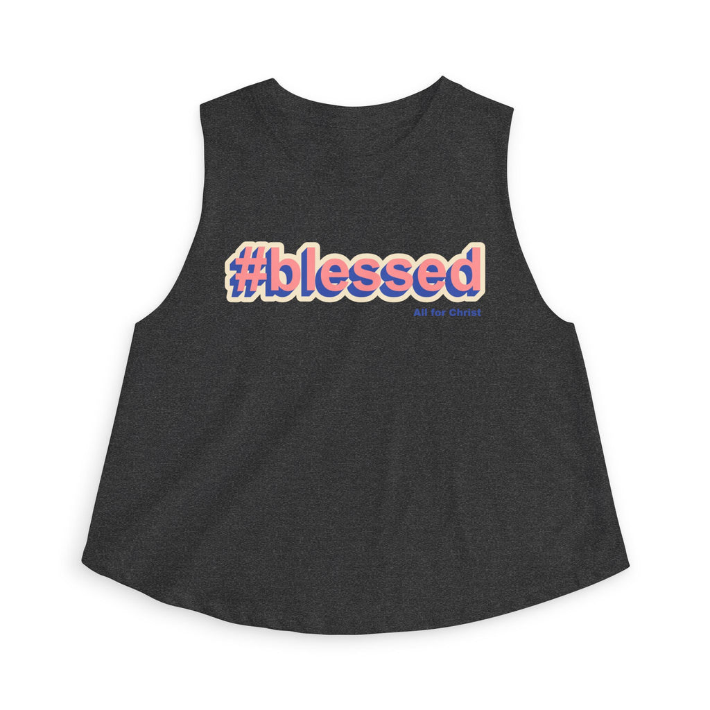 #blessed Crop Top — Retro Script Christian Graphic Tank