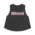 #blessed Crop Top — Retro Script Christian Graphic Tank