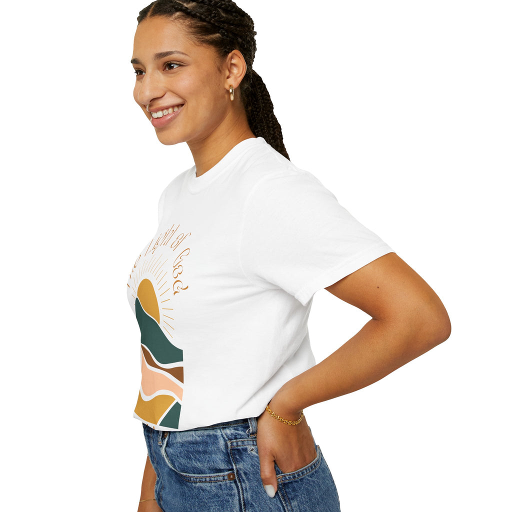The Light of God T-Shirt — Spiritual Mountain Sunset Graphic Tee
