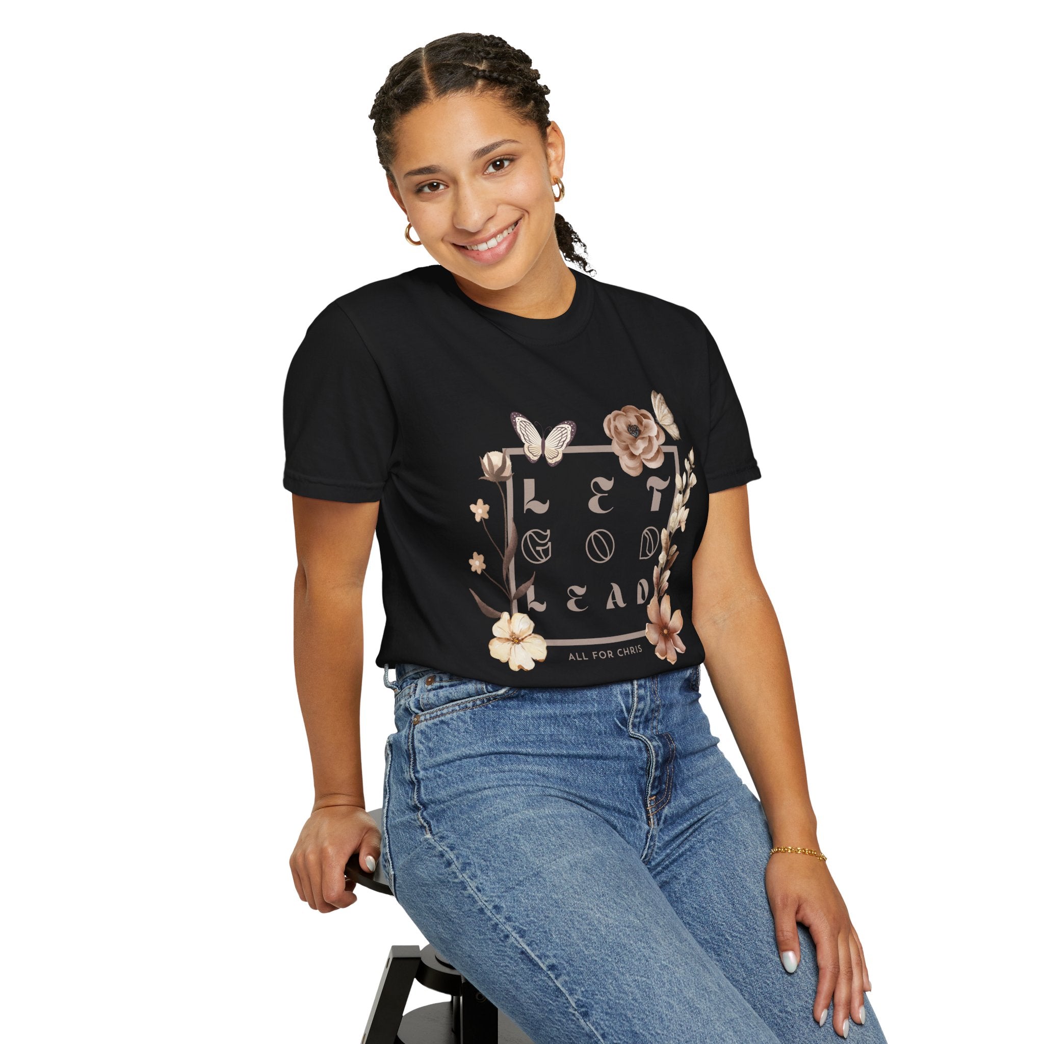 Retro Floral "Let God Lead" T-Shirt