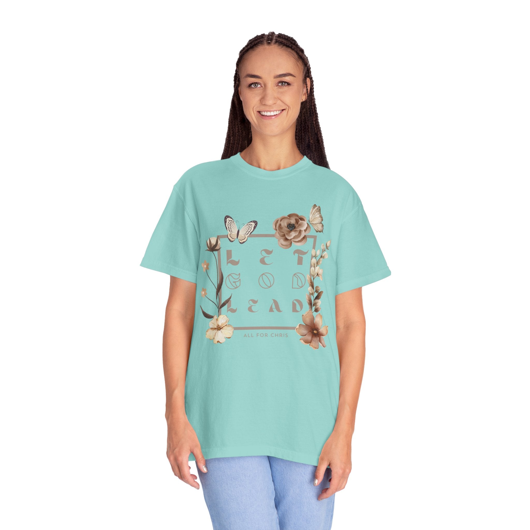 Retro Floral "Let God Lead" T-Shirt