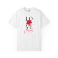 Love Jesus Floral T-Shirt — Faith-Based Christian Tee with Red Hibiscus