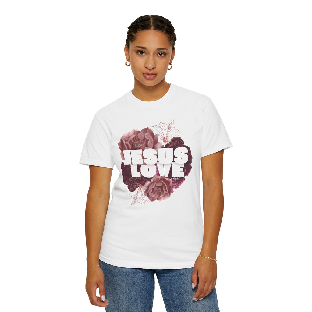 Jesus Love Floral T-Shirt — Faith-Based Christian Tee with Rose Graphic