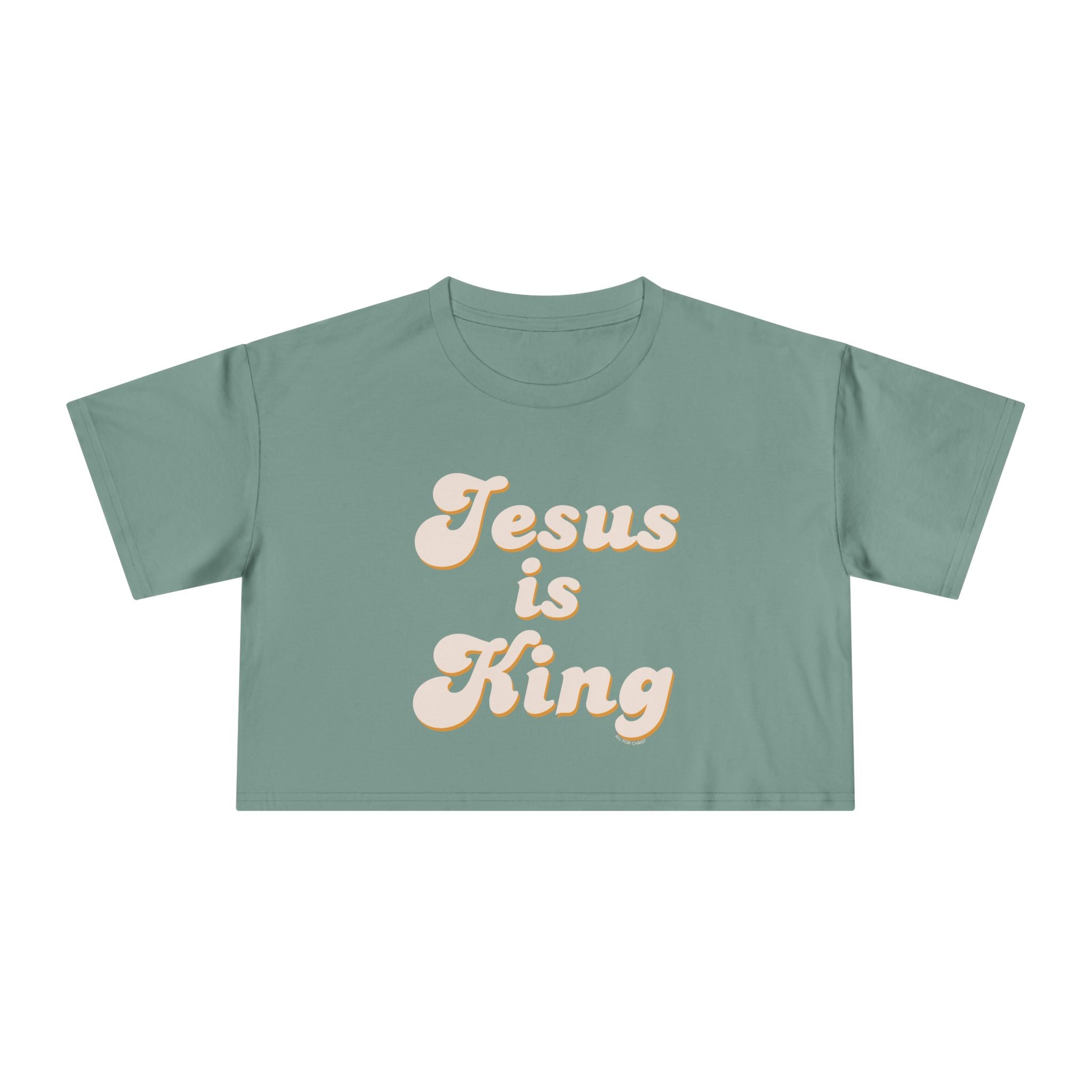 Jesus Is King Women's Crop Tee — Pastel Retro Christian Faith Top