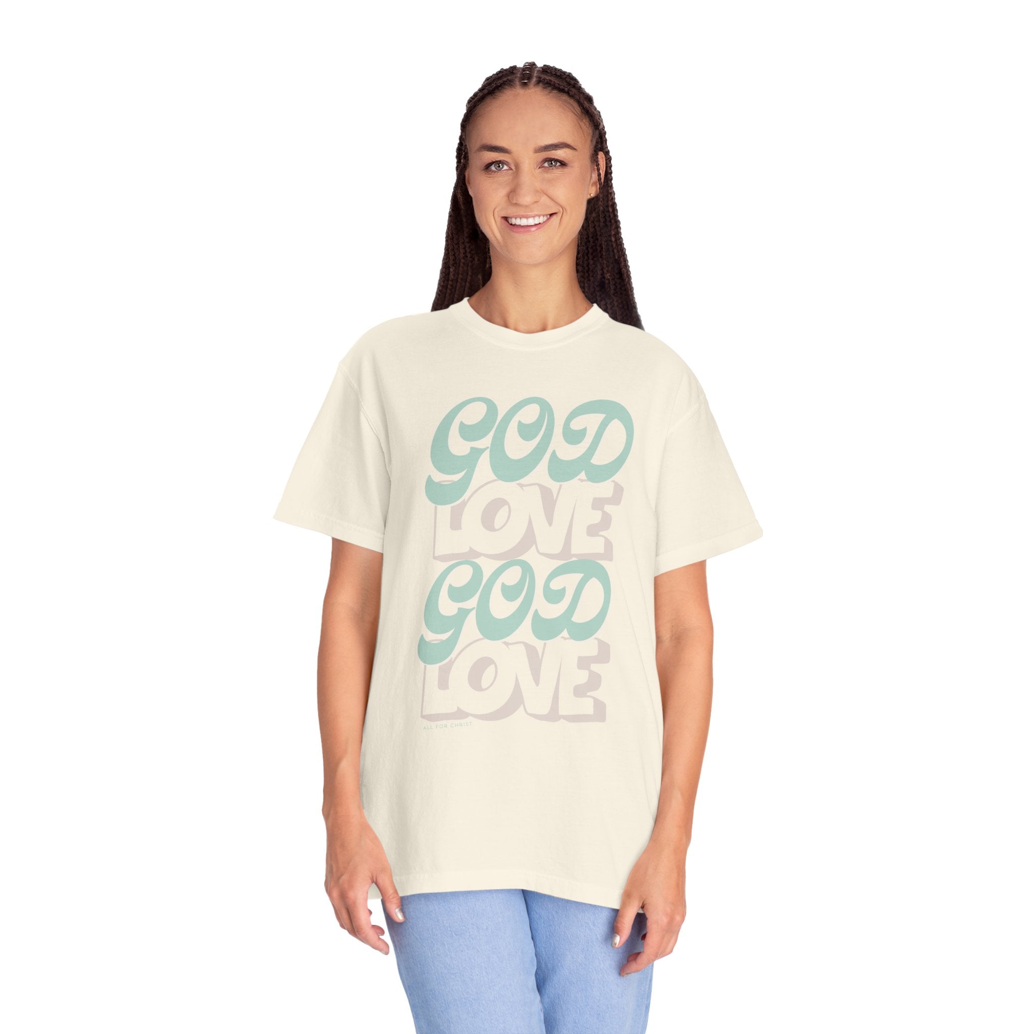 God Love Retro Script T-Shirt — Pastel Faith Tee