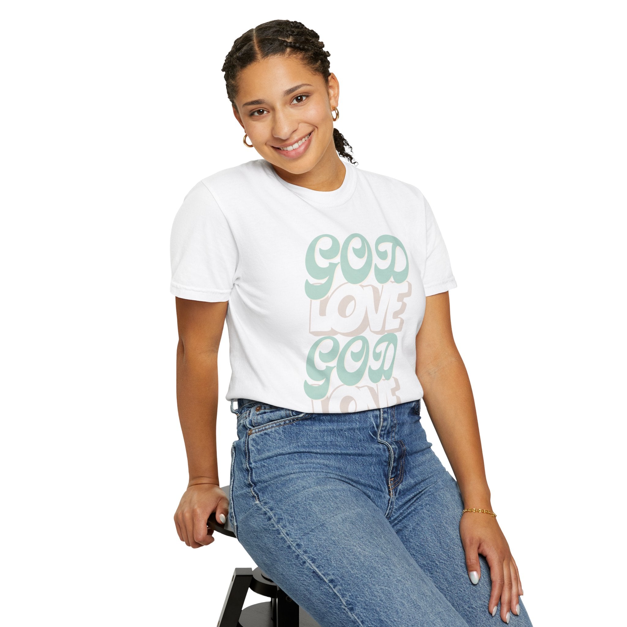 God Love Retro Script T-Shirt — Pastel Faith Tee