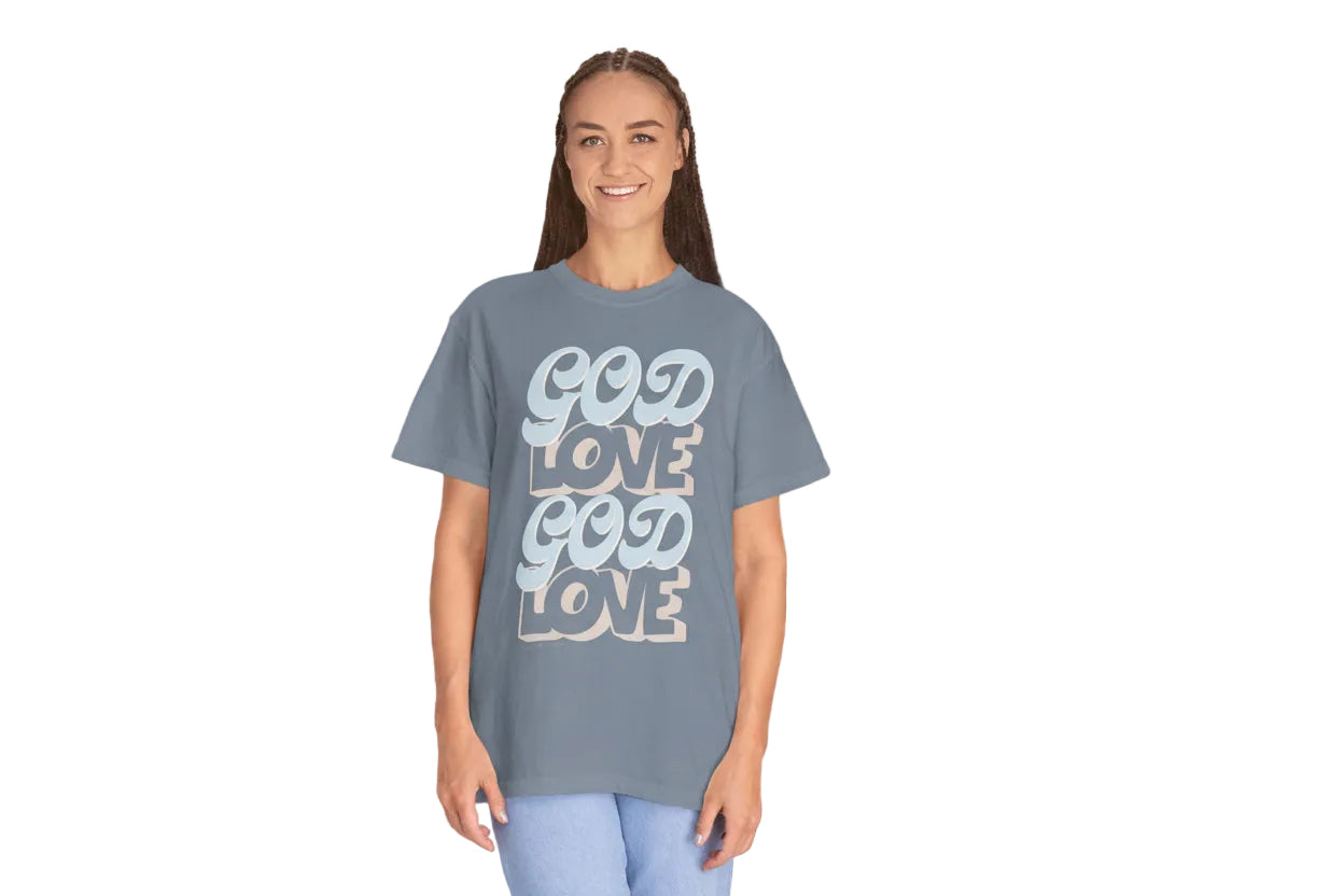 God Love Graphic T-Shirt — Retro Pastel Faith Tee