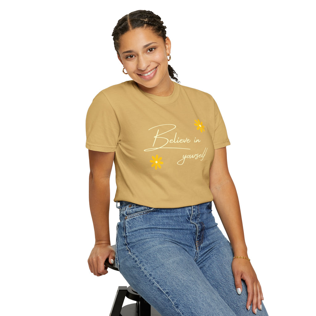 Believe In Yourself T-Shirt — Positive Message Floral Tee