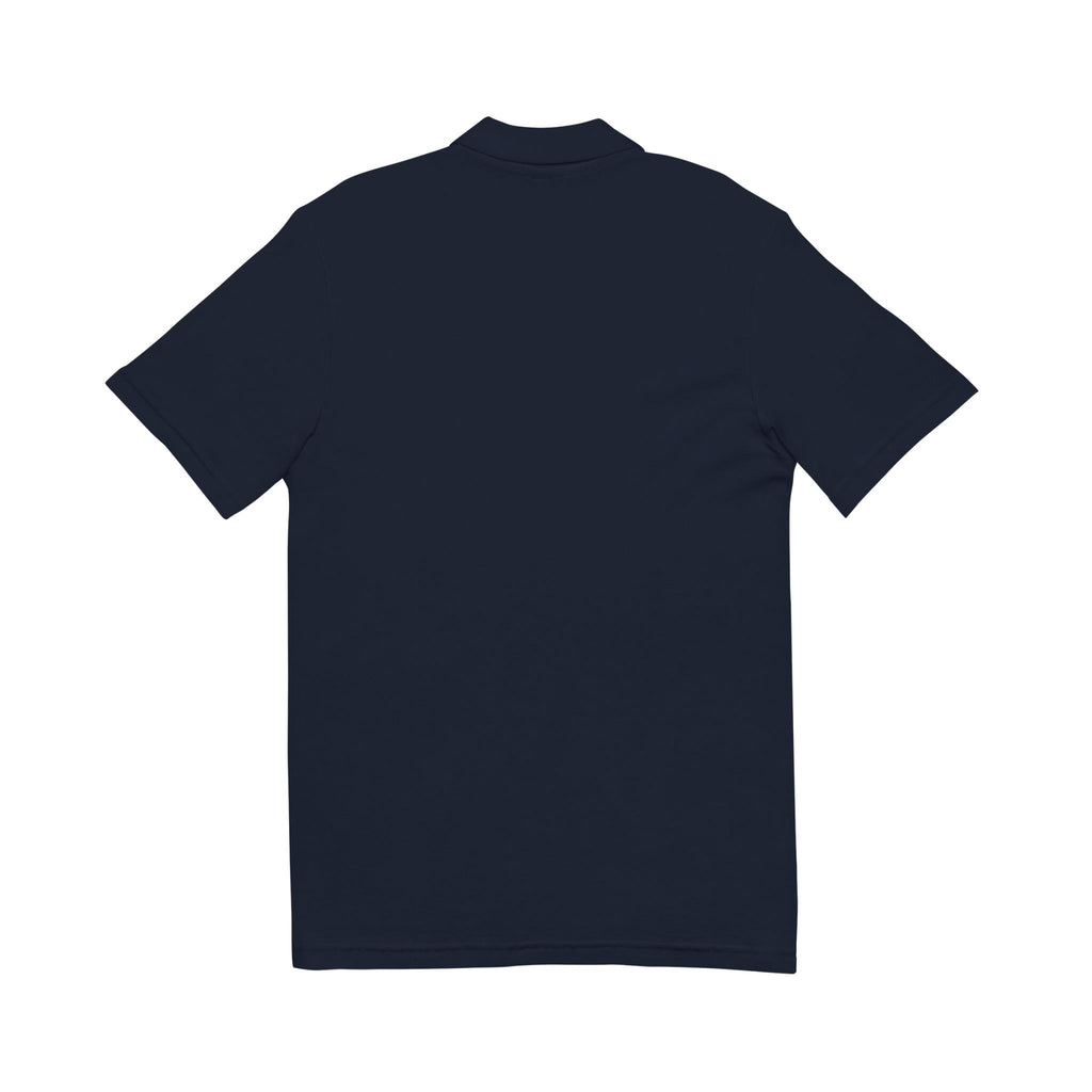 Embroidered Navy Polo Shirt — Small Golden Crest Chest Logo