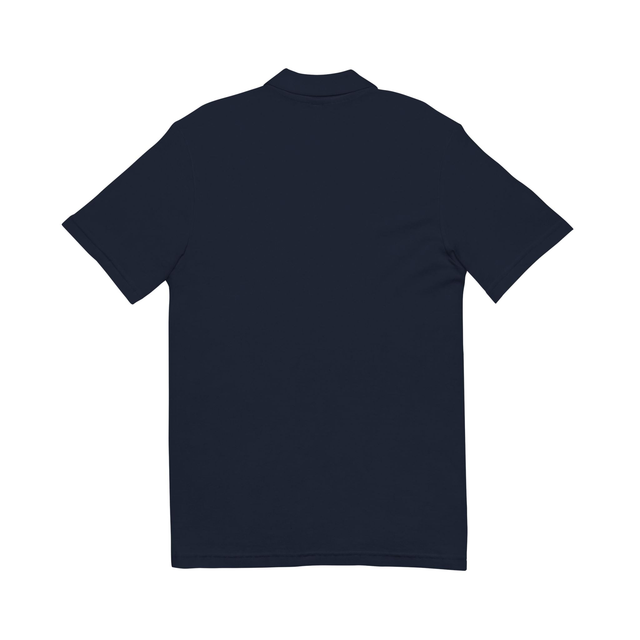 Embroidered Navy Polo Shirt — Small Golden Crest Chest Logo