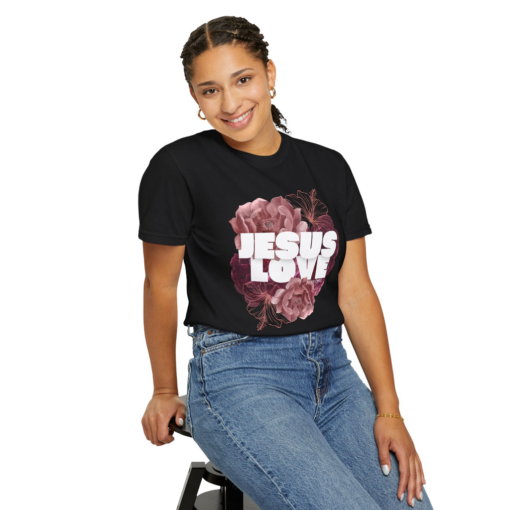 Jesus Love Floral T-Shirt — Faith-Based Christian Tee with Rose Graphic