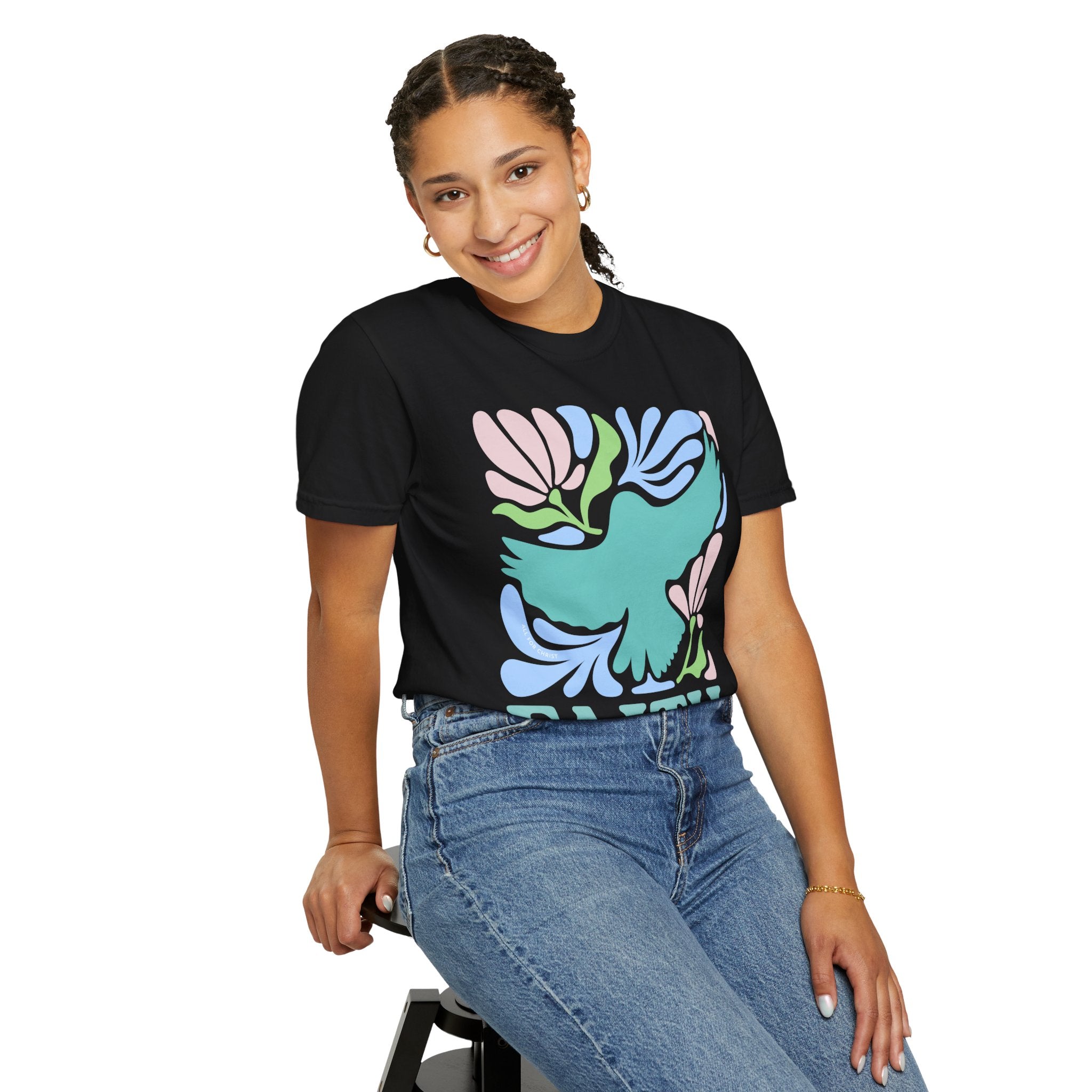 Faith Dove T‑Shirt — Pastel Floral Inspirational Tee