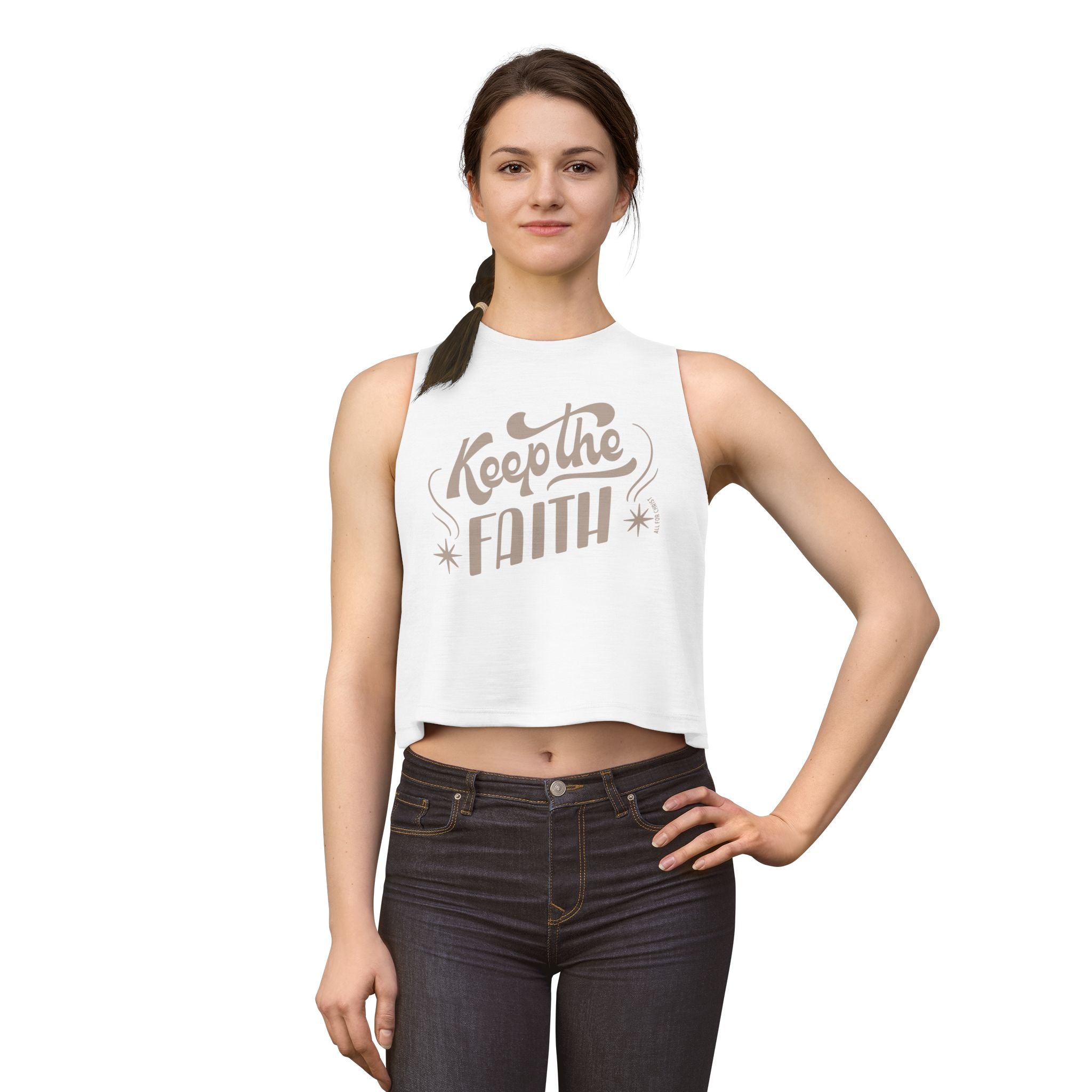 Keep the Faith Women's Crop Top — Inspirational Graphic Tank for Christian & Motivational Gifts
