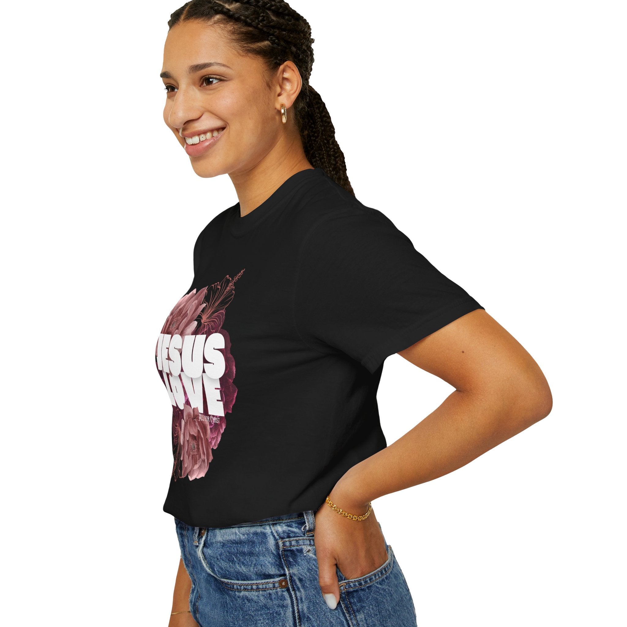 Jesus Love Floral T-Shirt — Faith-Based Christian Tee with Rose Graphic