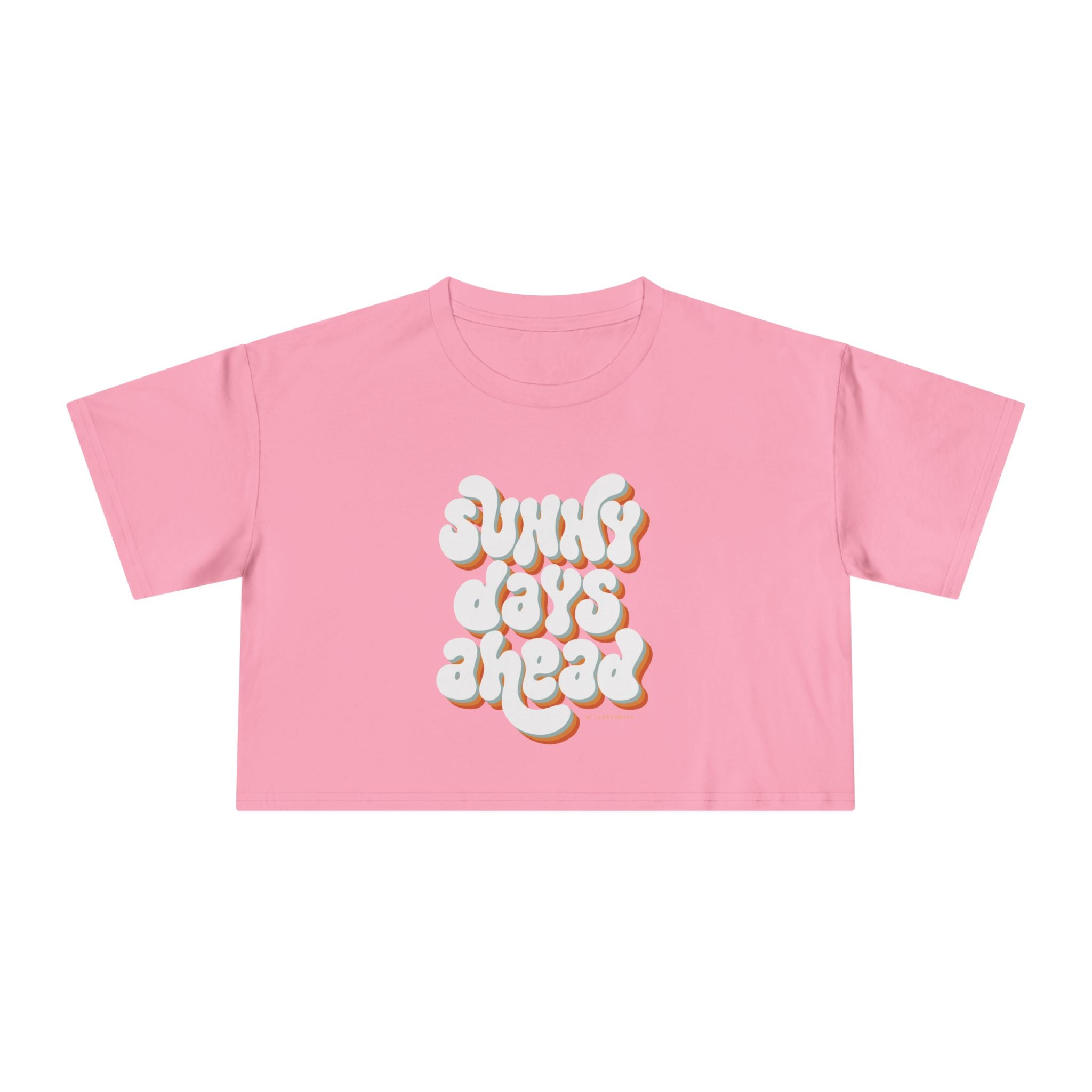 Sunny Days Ahead Crop Tee – Retro Puffy Lettering Summer Women's Top