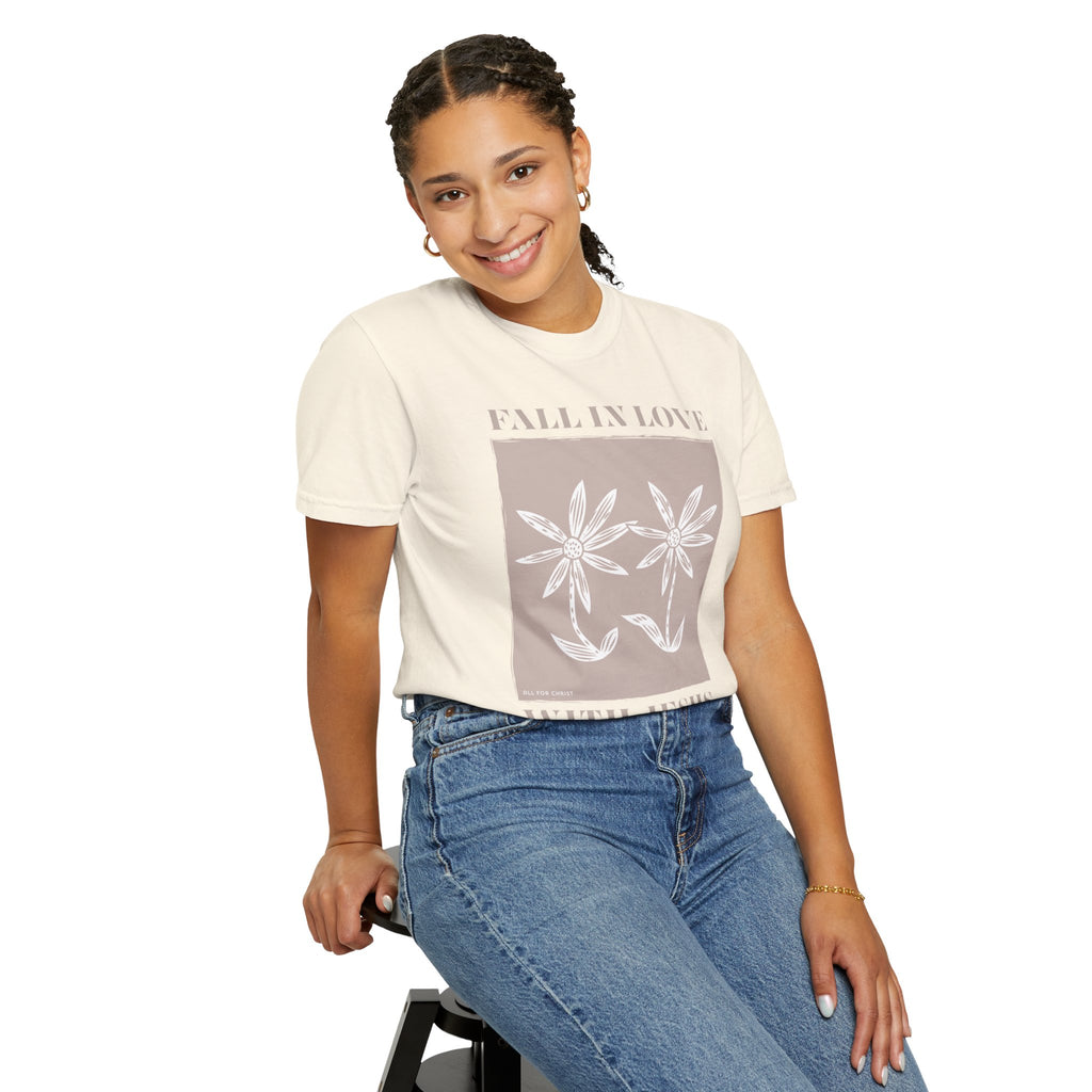 Faith Floral T‑Shirt — "Fall in Love with Jesus" Graphic Tee