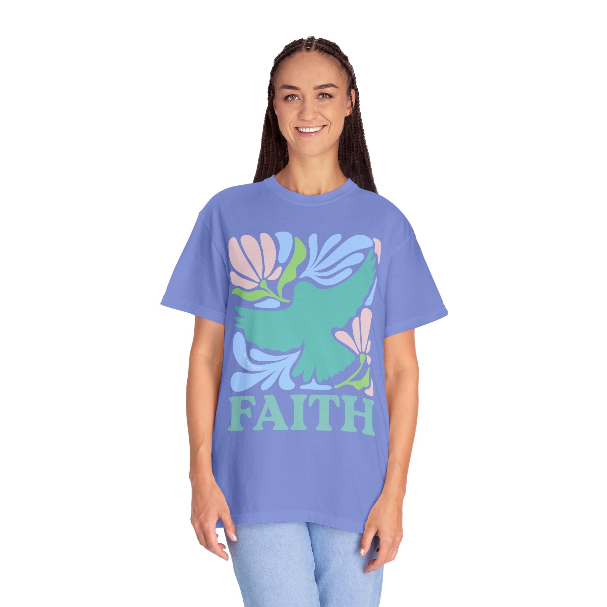 Faith Dove T‑Shirt — Pastel Floral Inspirational Tee