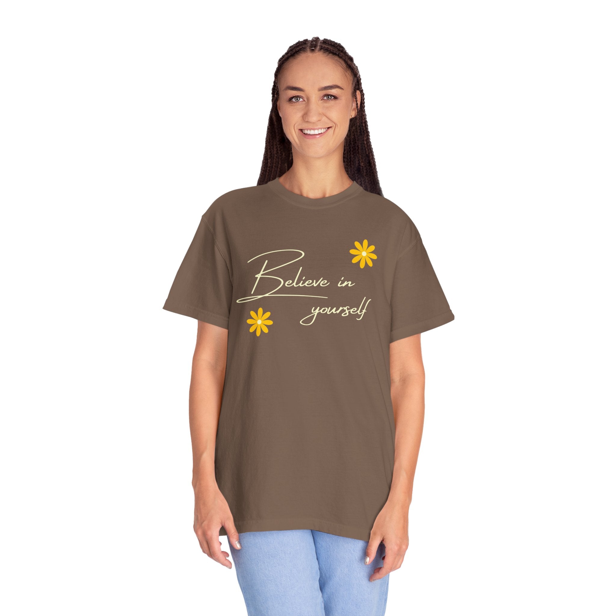 Believe In Yourself T-Shirt — Positive Message Floral Tee