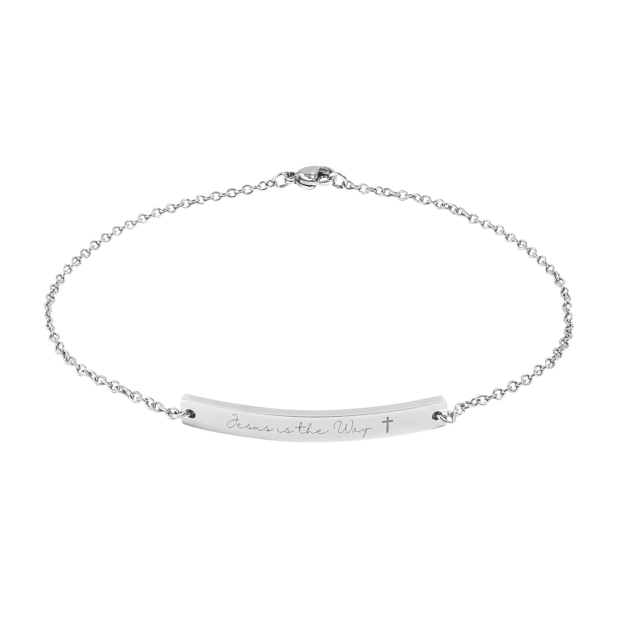 "Jesus is the Way" Engraved — Curved Bar Anklet