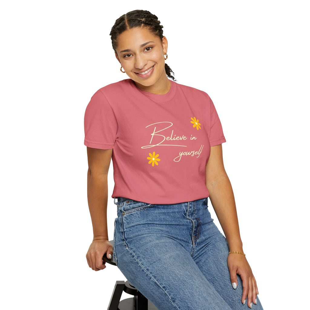 Believe In Yourself T-Shirt — Positive Message Floral Tee