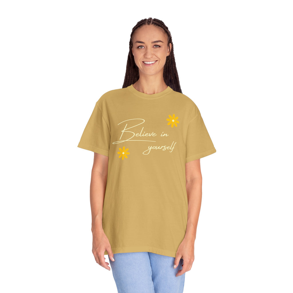 Believe In Yourself T-Shirt — Positive Message Floral Tee