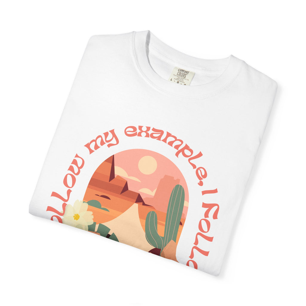 Christian Graphic T-Shirt — "Follow My Example": Retro Desert Faith Tee