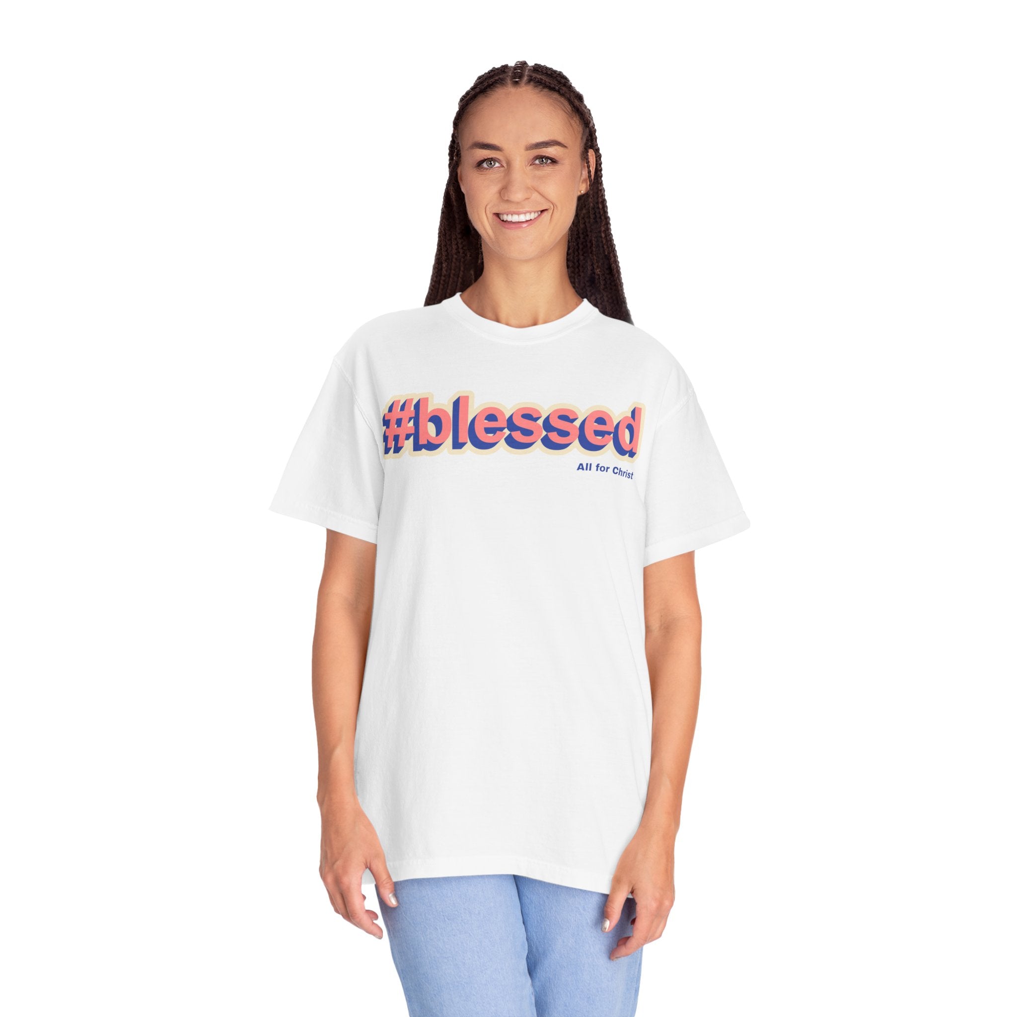 #blessed Graphic T‑Shirt — Vintage 3D Text Faith Tee