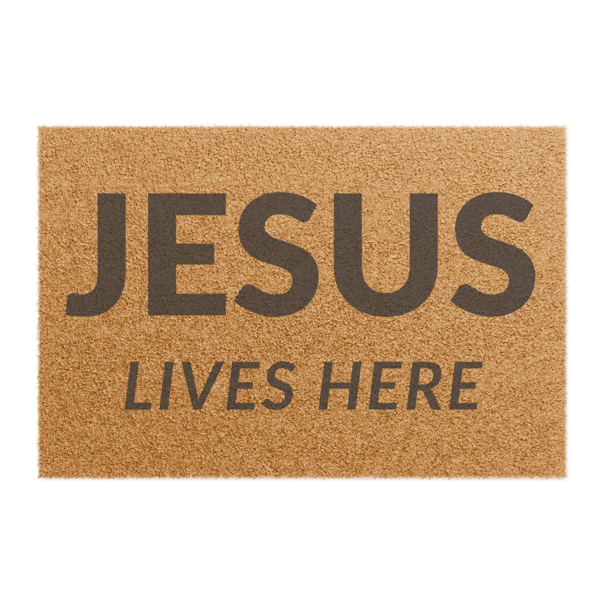 "Jesus Lives Here" Doormat — Christian Welcome Coir Mat