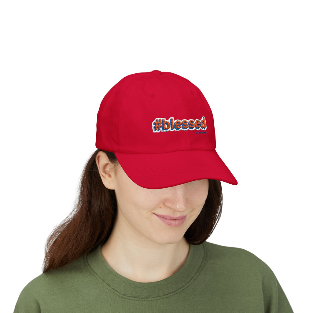 #blessed Embroidered Classic Dad Cap – White Baseball Hat for Casual, Faith & Gift Occasions