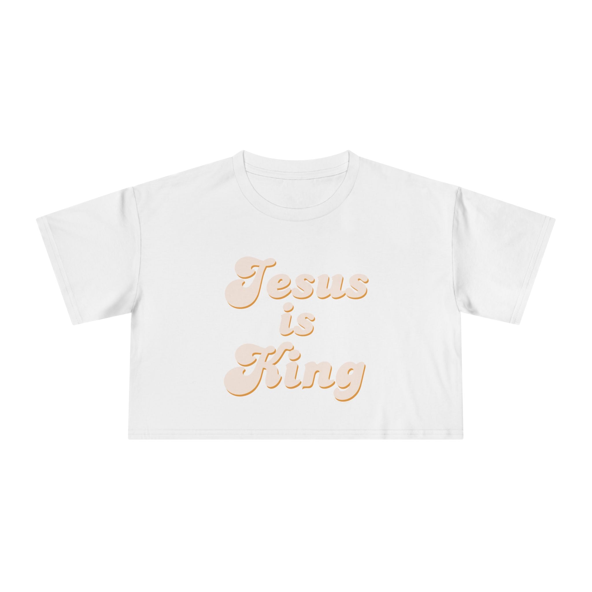 Jesus Is King Women's Crop Tee — Pastel Retro Christian Faith Top