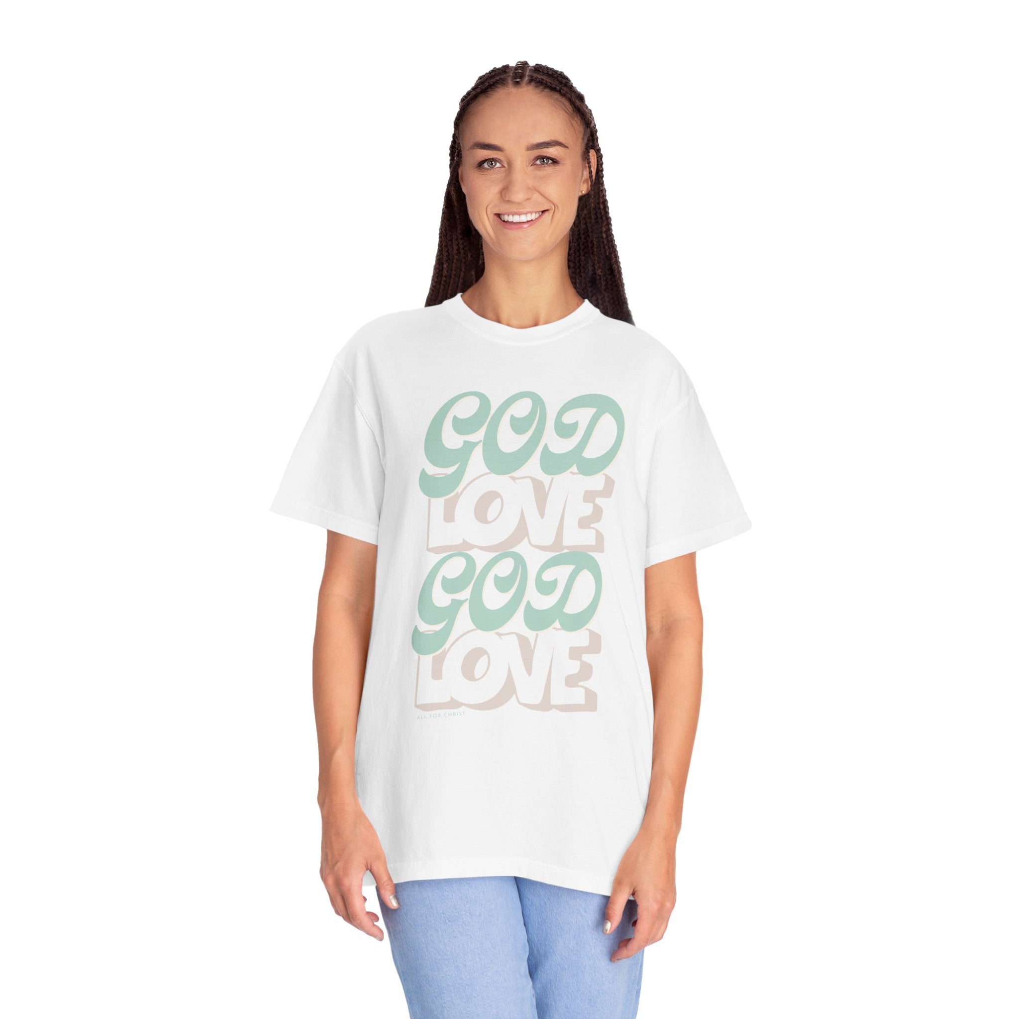 God Love Retro Script T-Shirt — Pastel Faith Tee