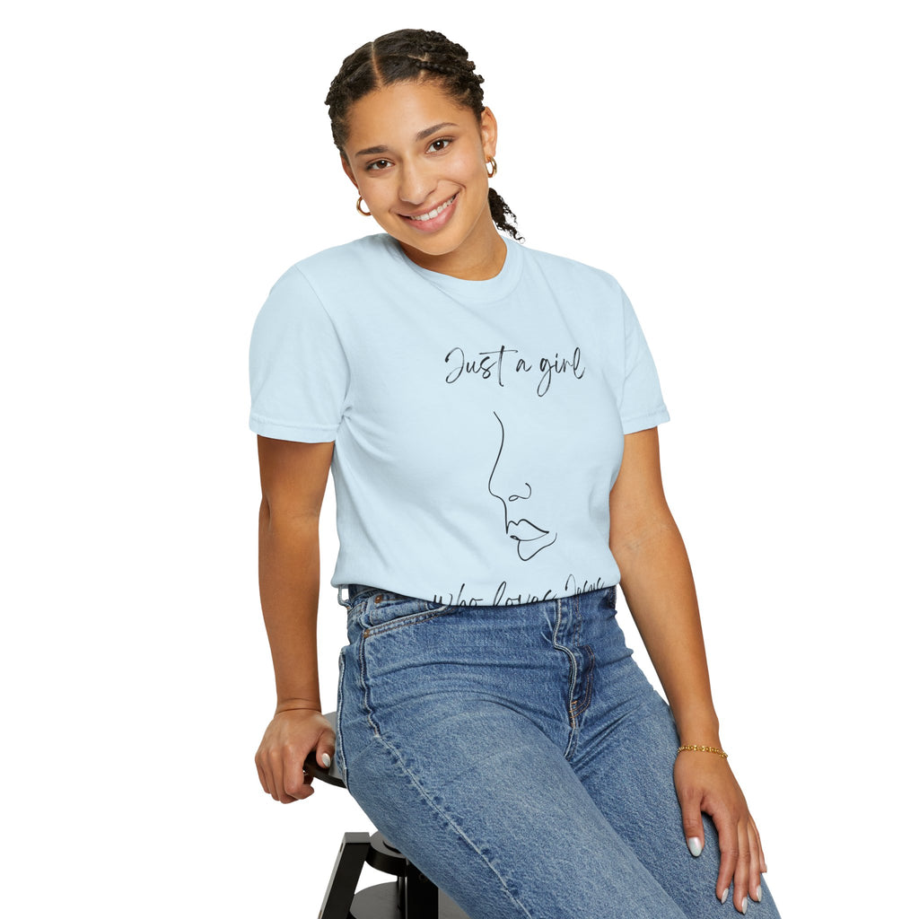 Christian Graphic T-Shirt — “Just a girl who loves Jesus” Minimal Line Art