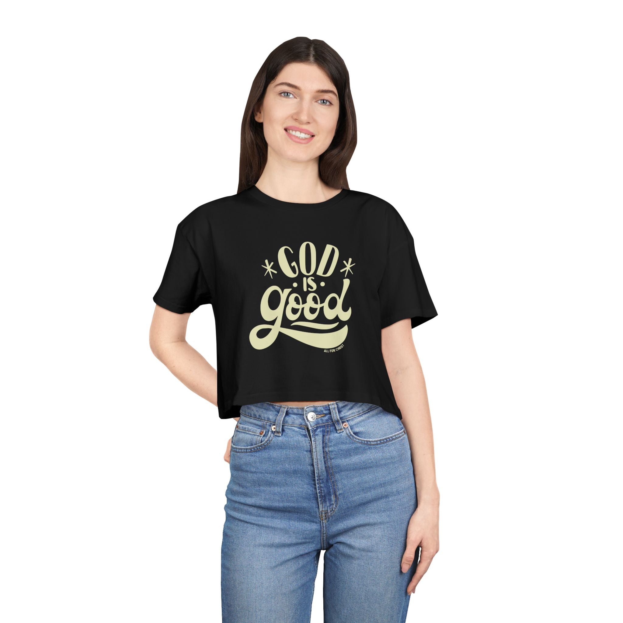 God Is Good Crop Tee — Women's Faith Graphic Top