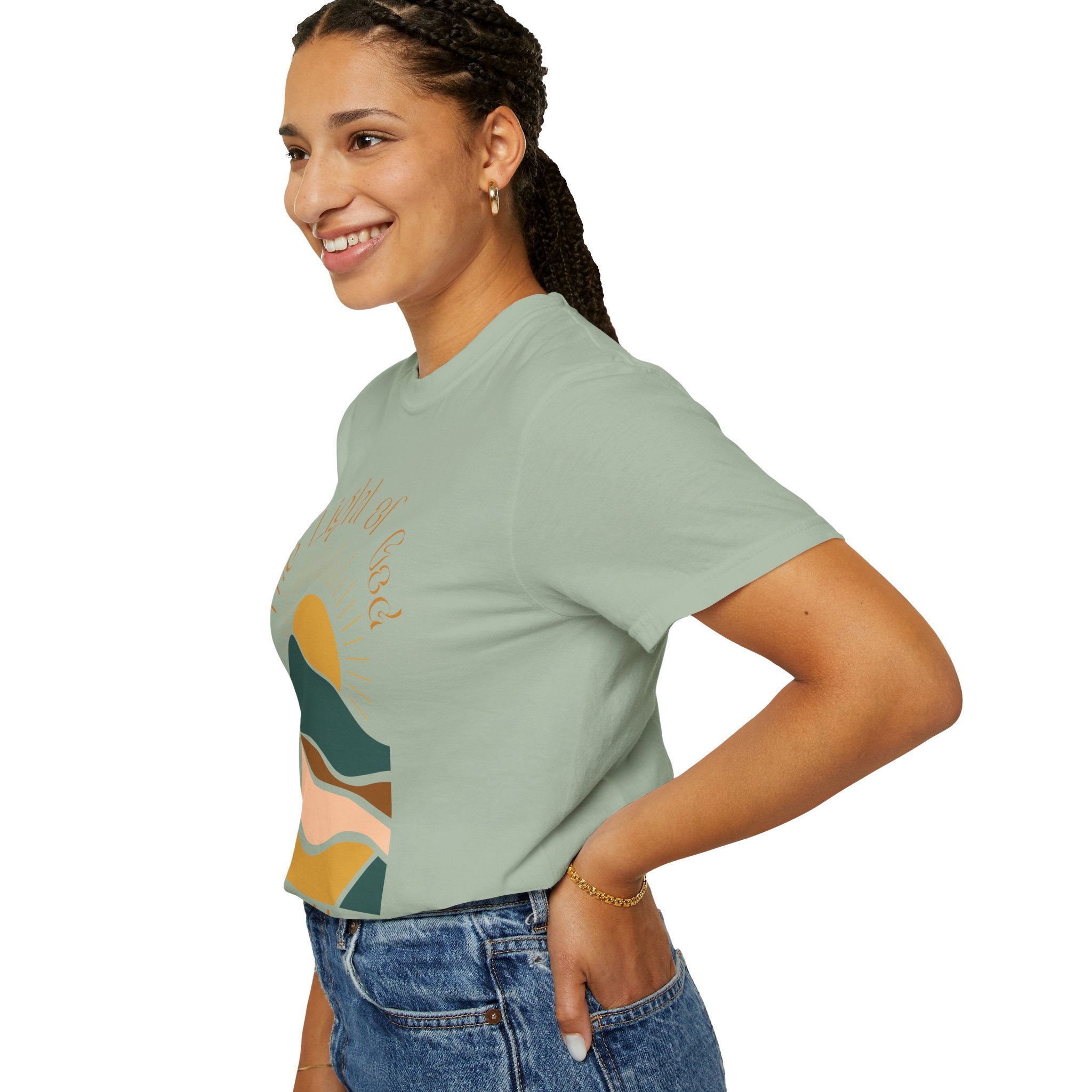 The Light of God T-Shirt — Spiritual Mountain Sunset Graphic Tee