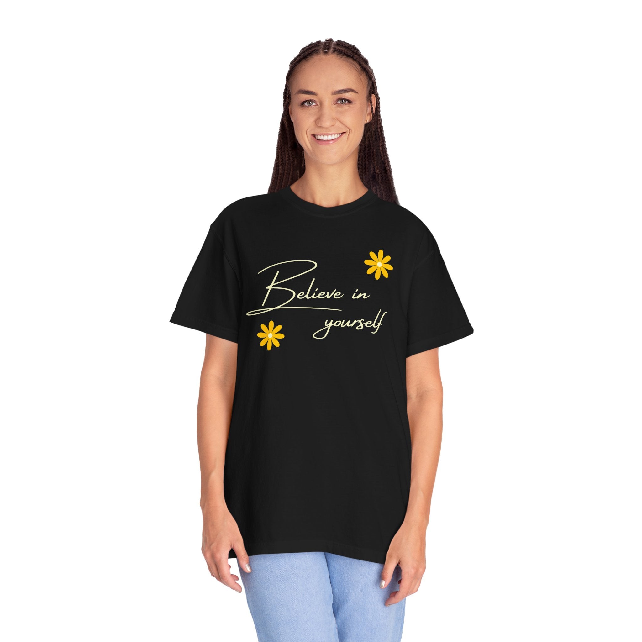 Believe In Yourself T-Shirt — Positive Message Floral Tee