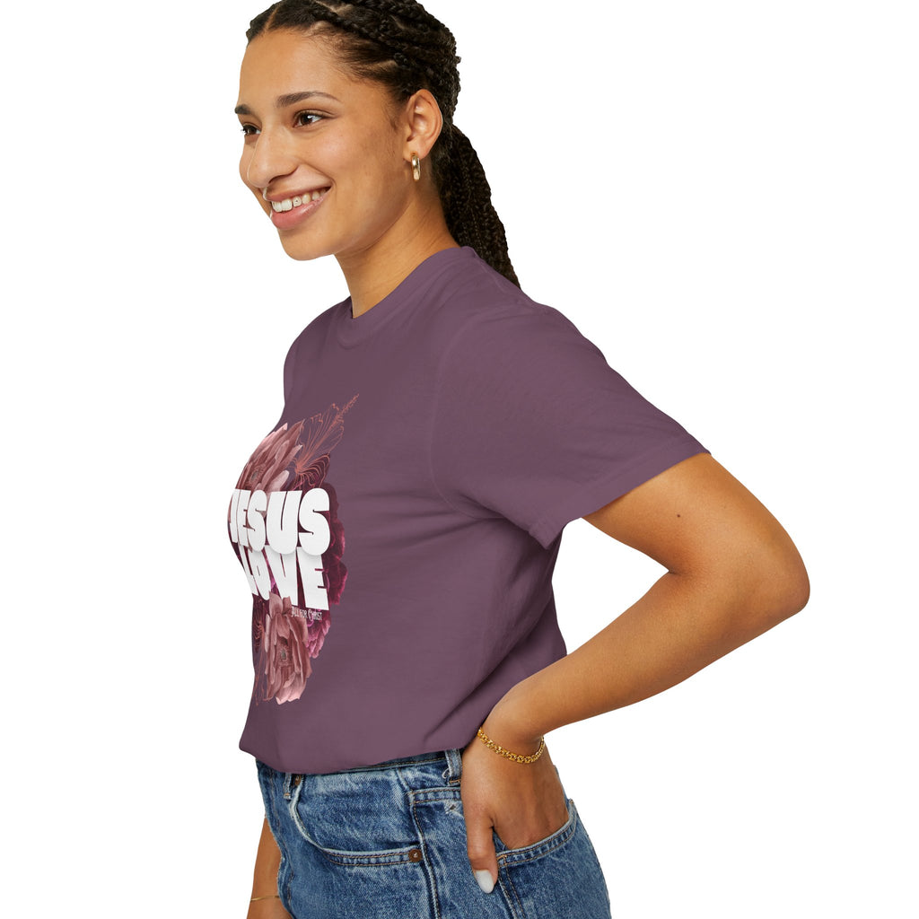Jesus Love Floral T-Shirt — Faith-Based Christian Tee with Rose Graphic