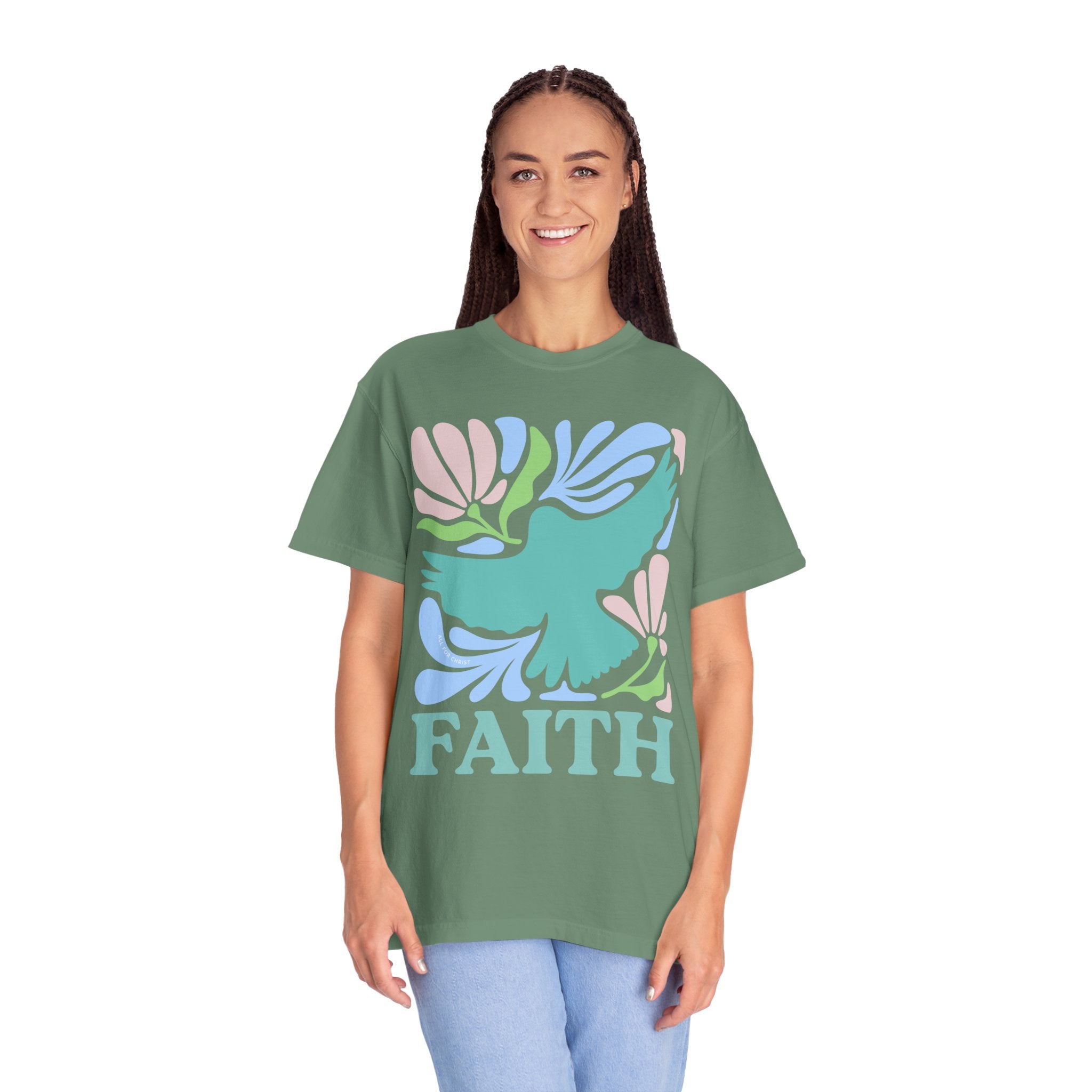 Faith Dove T‑Shirt — Pastel Floral Inspirational Tee