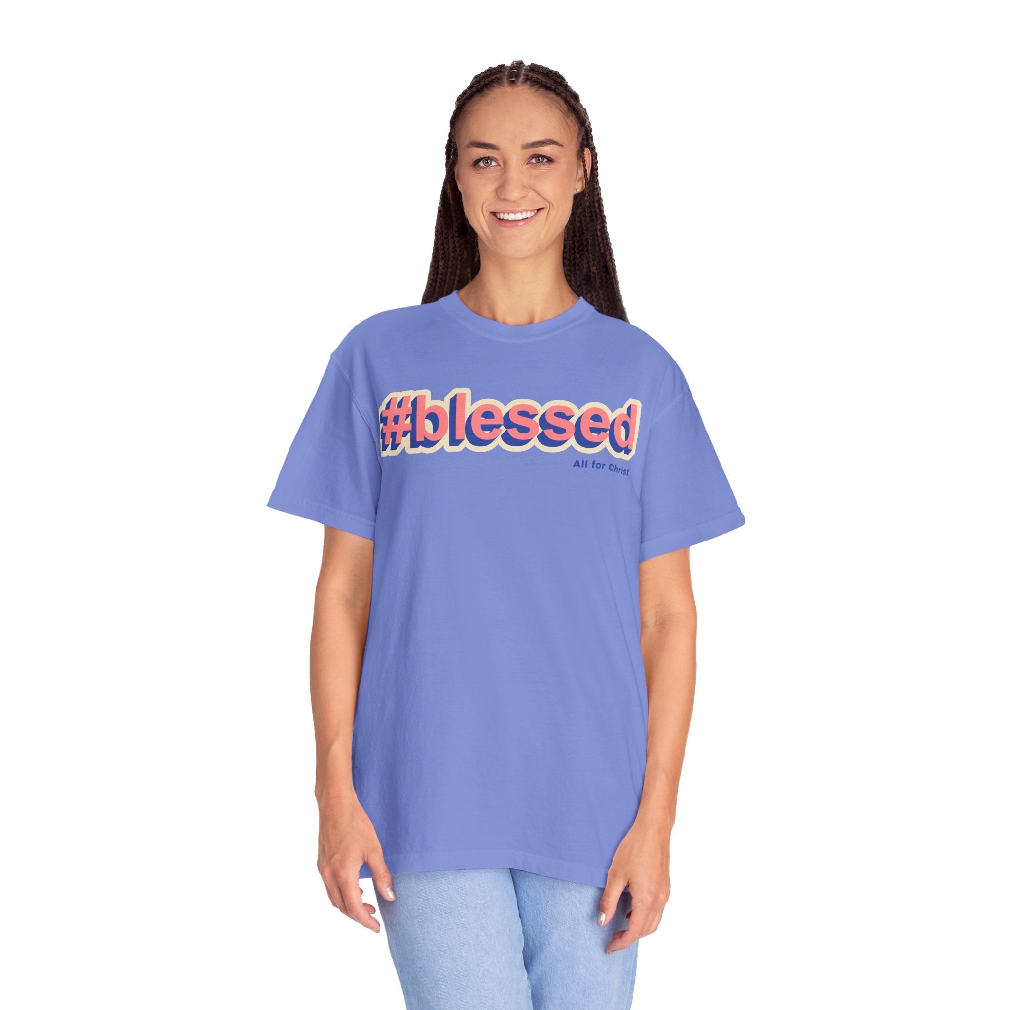 #blessed Graphic T‑Shirt — Vintage 3D Text Faith Tee