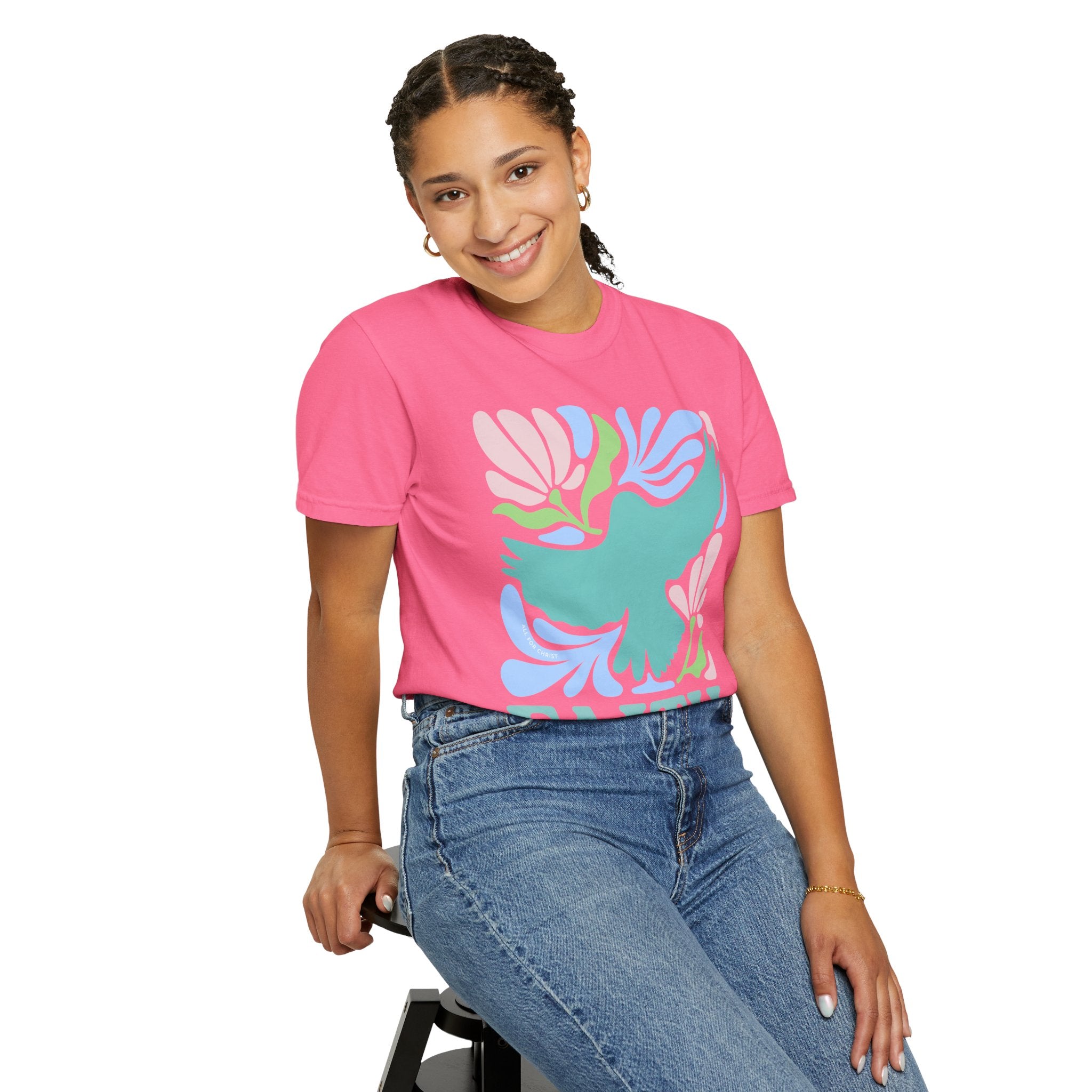 Faith Dove T‑Shirt — Pastel Floral Inspirational Tee