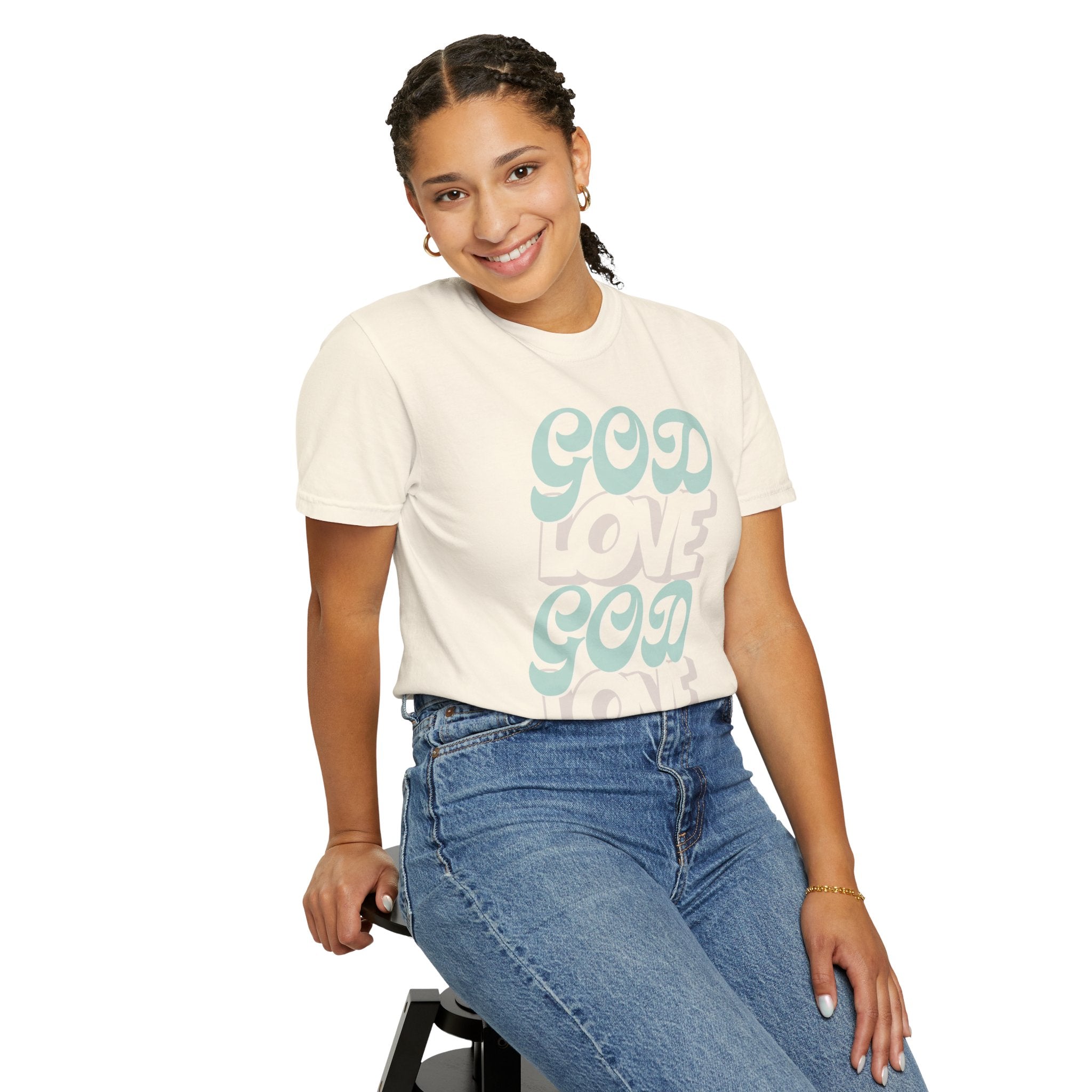 God Love Retro Script T-Shirt — Pastel Faith Tee