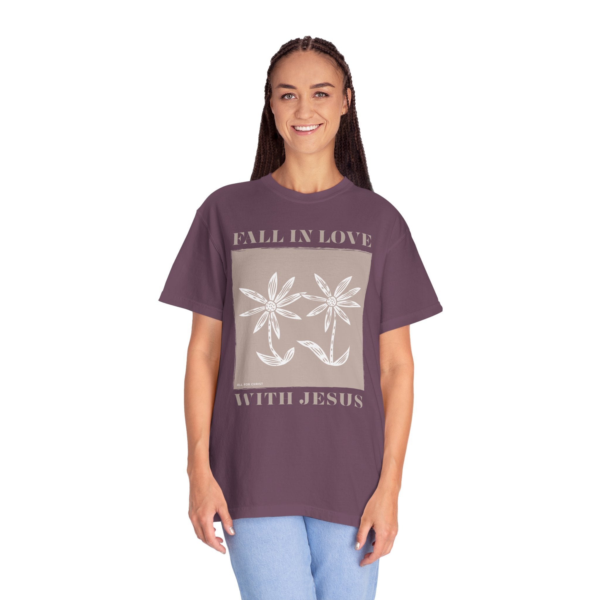 Faith Floral T‑Shirt — "Fall in Love with Jesus" Graphic Tee