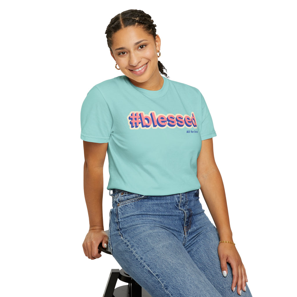 #blessed Graphic T‑Shirt — Vintage 3D Text Faith Tee